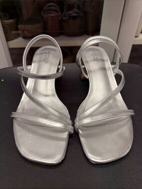 Silver Strappy Slingback Sandals by Banana Republic